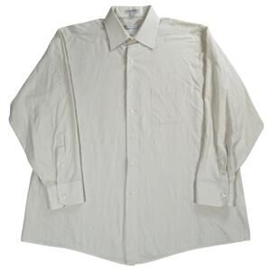 Geoffrey Beene Wrinkle Free Dress Shirt Beige Check Long Sleeve XL 17 32/33